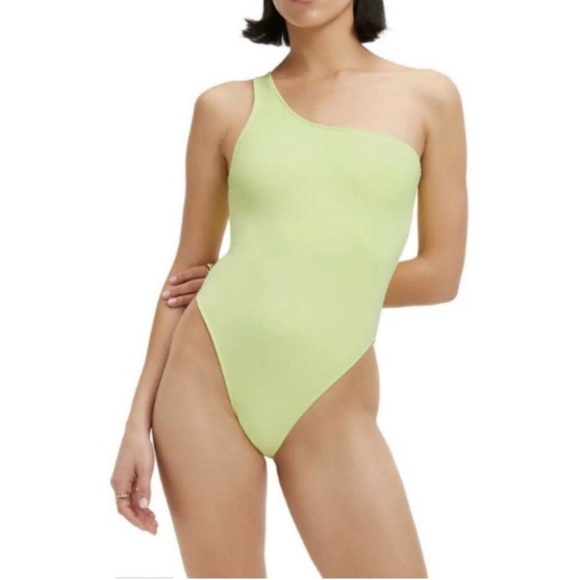 Good American Key Lime One Shoulder One Piece Swimsuit Size 6 (3XL) - Picture 1 of 4